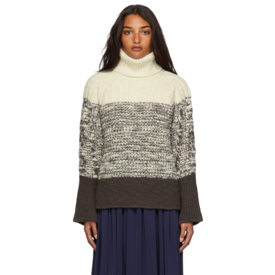 3.1 Phillip Lim Striped Cable-knit Wool Turtleneck Sweater In Multi