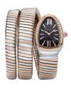 Bvlgari Women's Serpenti Tubogas Rose Gold, Stainless Steel & Diamond Double Twist Watch In Black / Gold / Gold Tone / Pink