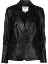 L Agence Kenzie Double-breasted Suede Blazer In Black