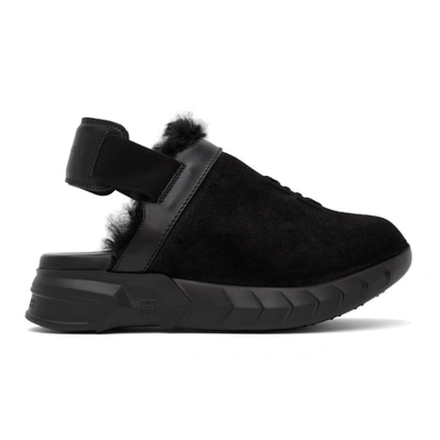 Givenchy Marshmallow Logo-embossed Shearling-lined Suede Clogs In Nero