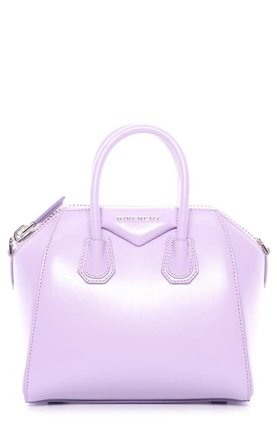 Givenchy Antigona Mini Box Calfskin Satchel Bag, Bright Pink In Lilac