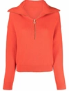 Maje Matelot Half Zip Wool Blend Sweater In Orange