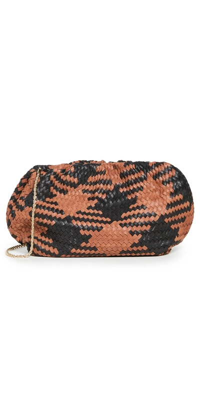 Loeffler Randall Thin Weave Check Leather Clutch In Black Timber