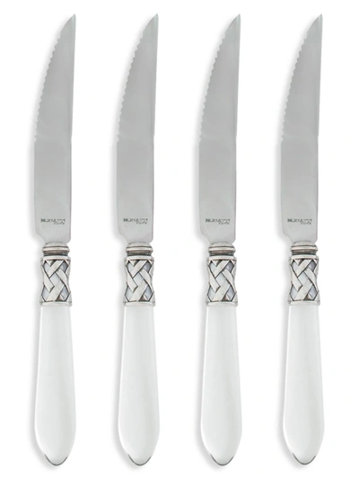 Vietri Aladdin Antique Aqua 4-piece Steak Knives Set In Clear