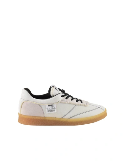 Mm6 Maison Margiela Inside Out 6 Court Sneakers In Cream