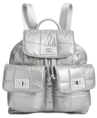 Steve Madden Wilma Large Puffer Backpack In Silver