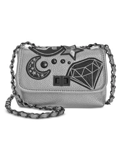 Steve Madden Hayley Chain Mini Flap Crossbody In Silver