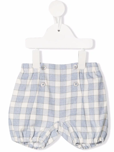 La Stupenderia Babies' Check-print Button-detail Shorts In Light Blue