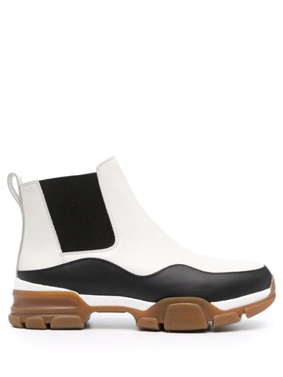 Erika Cavallini Colour-block Sneaker Boots In Off White