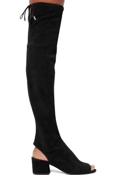 Sigerson Morrison Woman Cutout Stretch-suede Over-the-knee Boots Black