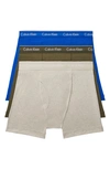 Calvin Klein Men's 3-pack Cotton Classics Boxer Briefs In Blue,olive,grey