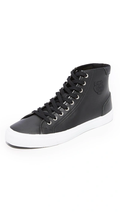 Kenzo Vulcano Leather High Top Sneakers In Black, White