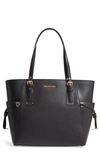 Michael Michael Kors Voyager Leather Tote In Black