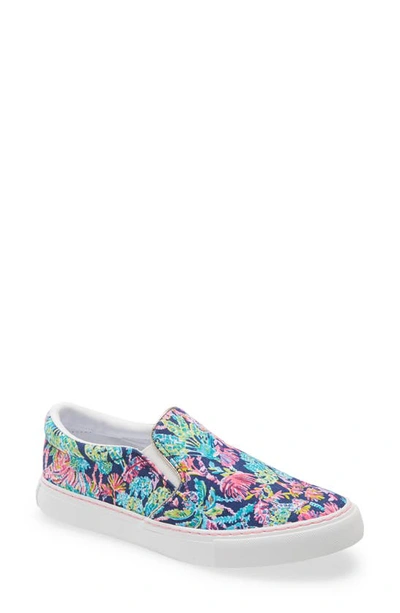Lilly Pulitzerr Julie Slip-on Sneaker In Oyster Bay Navy Seen And Herd