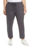 Caslonr Track Style Linen Pants In Grey Ebony