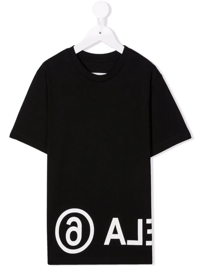 Mm6 Maison Margiela Teen Logo-print Cotton T-shirt In Black