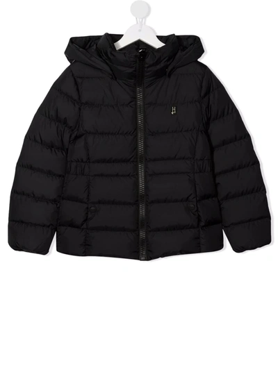 Herno Teen Hooded Puffer Jacket In Black