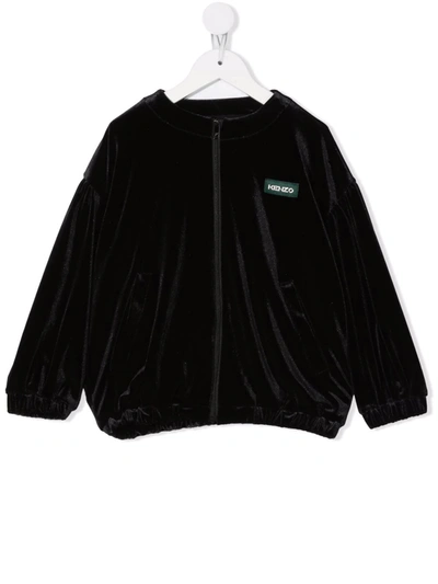 Kenzo Kids' Logo-graphic Print Zipped Sweatshirt In Black