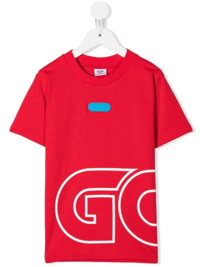 Gcds Teen Oversized Logo-print T-shirt In Red