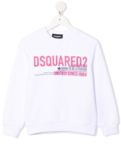 Dsquared2 Teen Logo-print Cotton Sweatshirt In White