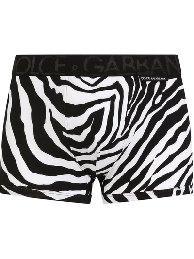 Dolce & Gabbana Zebra-print Stretch Cotton Boxers In Animal Print