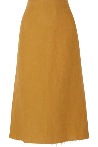 Simon Miller Mayer Frayed Linen Midi Skirt