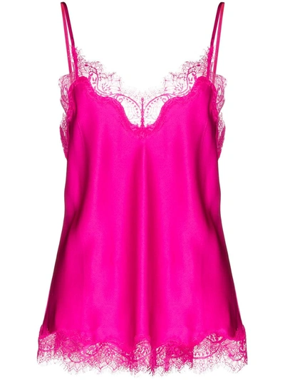 Sainted Sisters Lace Trim Silk Camisole Top In Pink