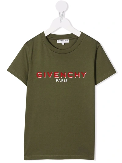 Givenchy Kids' Logo-print Short-sleeved T-shirt In Green