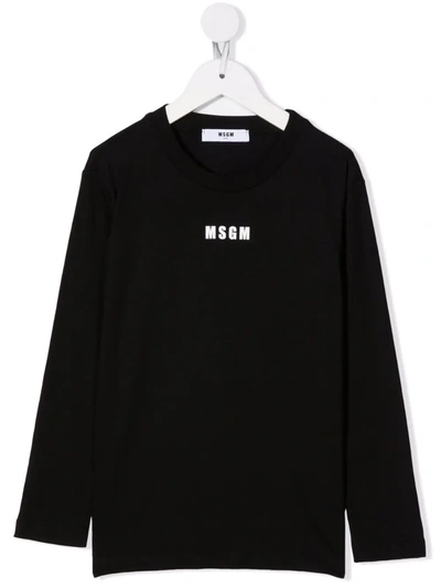 Msgm Kids' Logo-print T-shirt In Black