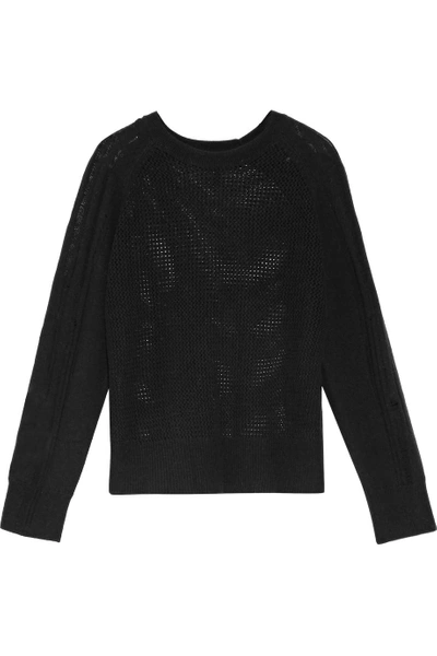 Raquel Allegra Distressed Open-knit Merino Wool And Cashmere-blend Sweater