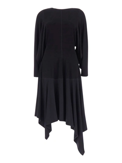 Loewe Long-sleeve Handkerchief-hem Dress In Black