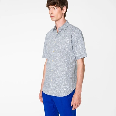 Paul Smith Men's Slim-fit Sky Blue 'cactus Flower' Print Short-sleeve Shirt