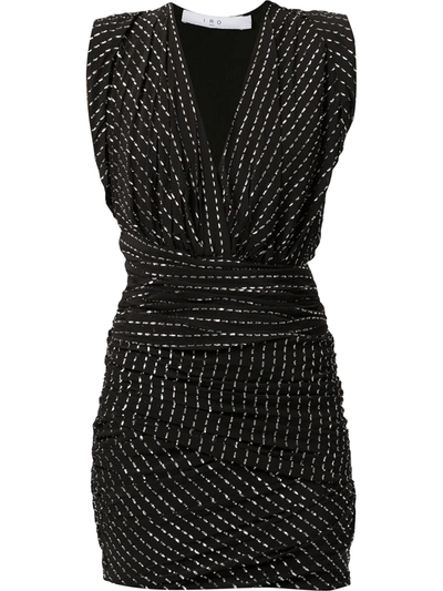 Iro Sigma Metallic Sleeveless Mini Dress In Full Black Silver