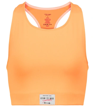 Adam Selman Sport Cropped Cotton-jersey Top In Orange
