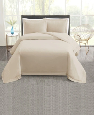 Vince Camuto Home 400tc Percale 3 Piece Duvet Set, Full/queen Bedding In Khaki