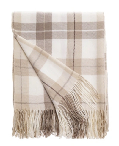 Happycare Textiles Yarn-dyed Woven Plaid Throw With Fringe, 60" X 50" In Gray White