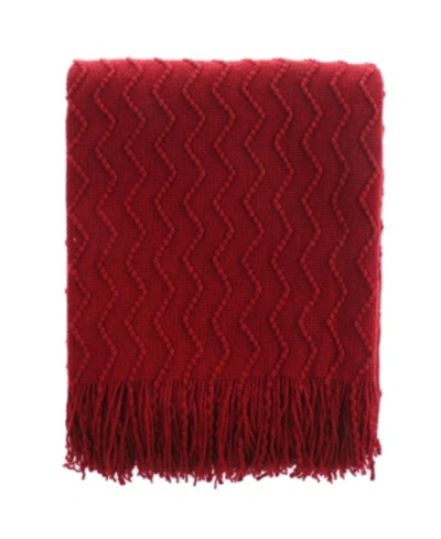 Happycare Textiles Solid Soft Zigzag Lightweight Throw, 60" X 50" In Red