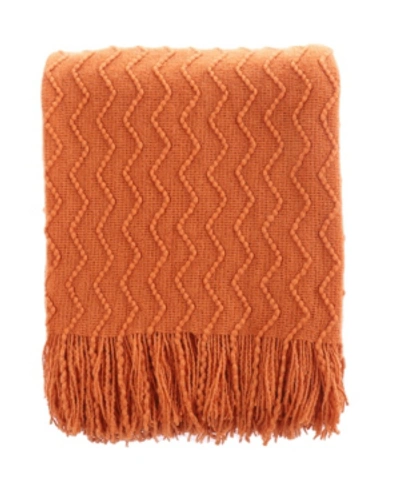 Happycare Textiles Solid Soft Zigzag Lightweight Throw, 60" X 50" In Orange