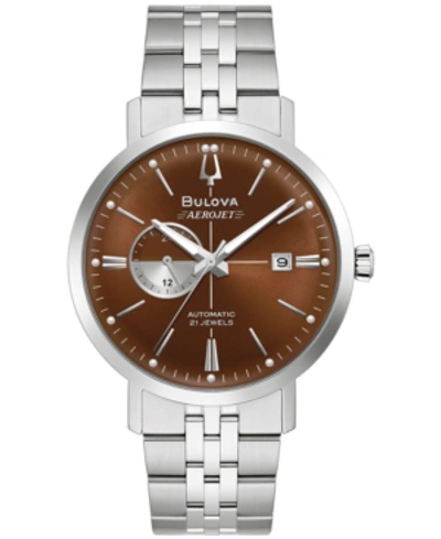 Bulova Men's Automatic Aerojet Stainless Steel Bracelet Watch 41mm In Brown,silver Tone