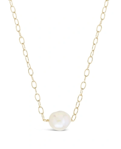 Sterling Forever Medium Pearl Pendant Necklace In Gold