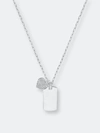 Sterling Forever Women's Tag And Cubic Zirconia Heart Pendant Necklace In Grey