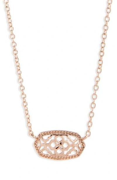 Kendra Scott Elisa Filigree Pendant Necklace In Rose Gold Filigree