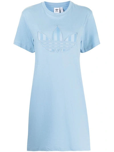 Adidas Originals Logo-embroidered Cotton T-shirt Dress In Blue | ModeSens
