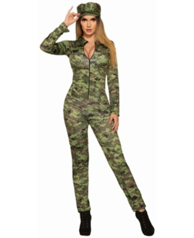 Buyseasons Women's Camo Jumpsuit And Hat Plus Size Adult Costume In Green