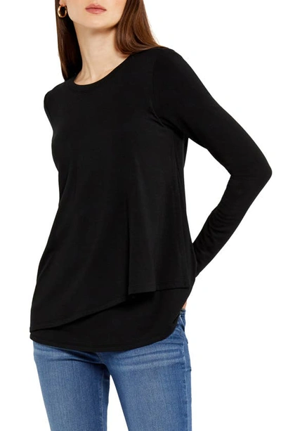A Pea In The Pod Long Sleeve Pull Over Nursing Tee In Black