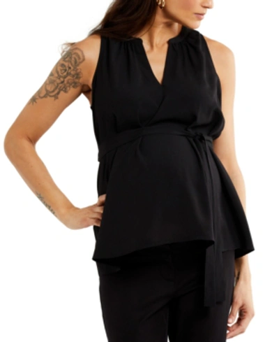 A Pea In The Pod Pleated Maternity Top In Black
