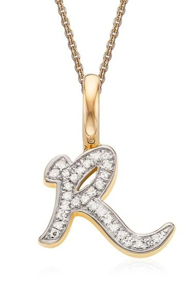 Monica Vinader Alphabet Diamond Pavé Pendant In Gold/ Diamond- R