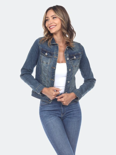 White Mark Women's Classic Denim Jacket In Blue Denim