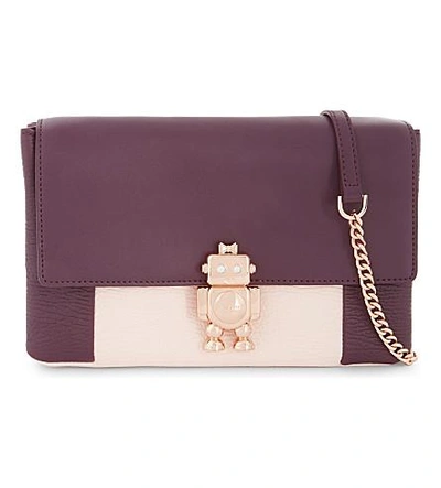 Ted Baker Robot Leather Cross-body Bag In Mid Purple