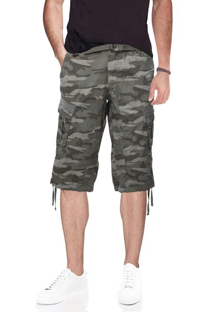 X-ray Men's Big And Tall Belted Capri Cargo Shorts In Sage Camo